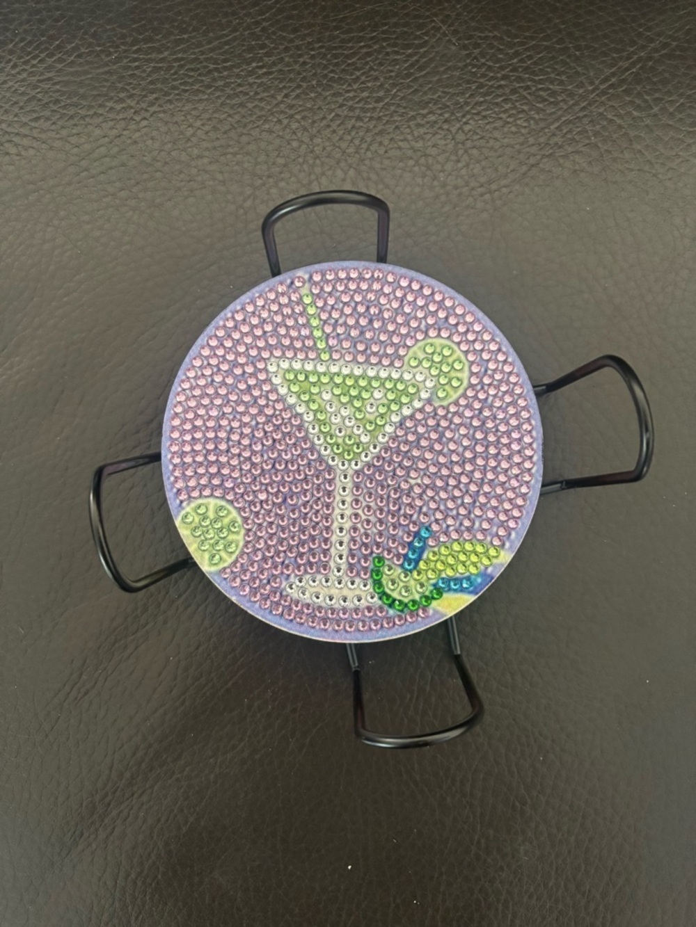 Handcrafted Rhinestone Embellished Wooden Coaster Set - Picture 4 of 4
